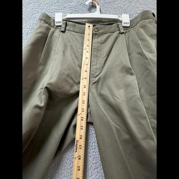 LL Bean Pants Mens 40 36 Khaki Beige Cotton Natural Fit Flat Front Straight Leg - Picture 4 of 12